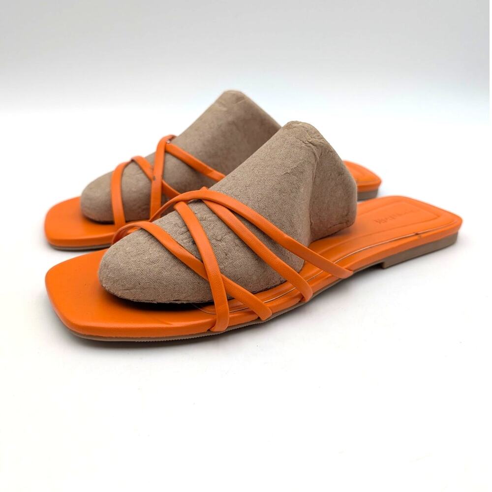 Open Edit Korva Slide Sandal Open Toe Women's Orange Zest Size US8.5M EU39